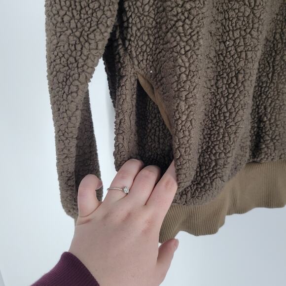 Sweaty Betty Brown Faux Sheerling Teddy Quarter Zip Jacket M - Picture 4 of 9